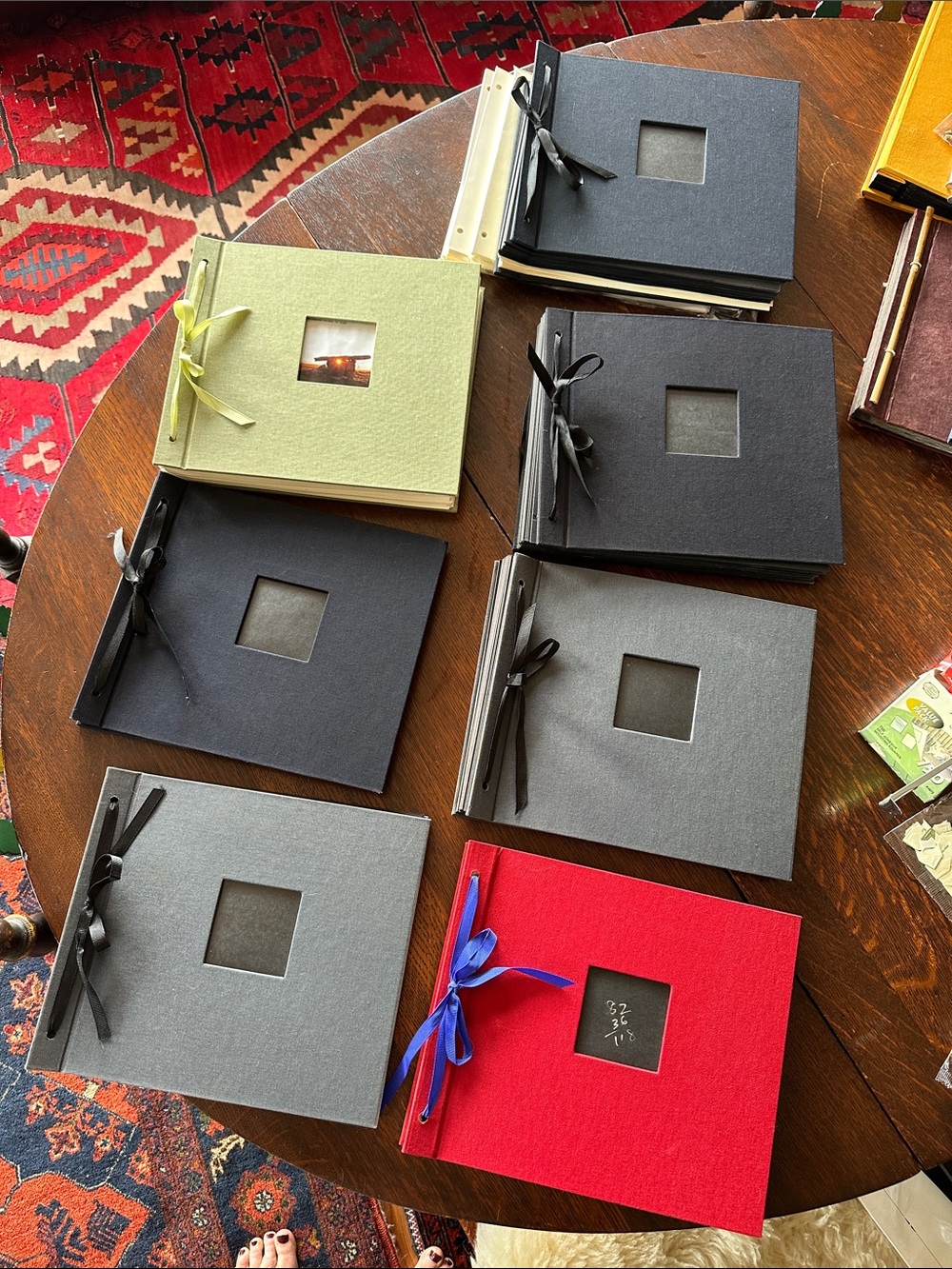 7 Cloth Covered, Tie Photo Album Scrapbook Books. Colorful Art project bundle
